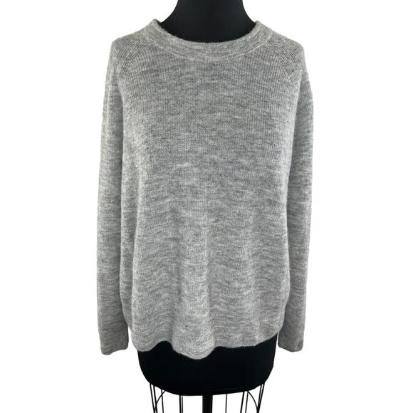 Madewell Gray Long Sleeve Crewneck Long Raglan Sleeve Pullover Sweater Size L - Picture 1 of 7